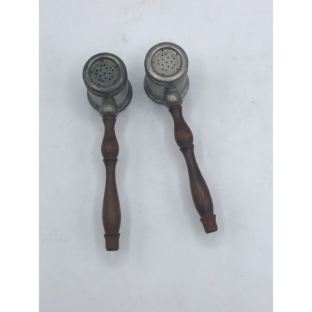 Silver metal‎ with Wooden Handles Gavel Salt & Pepper Shakers